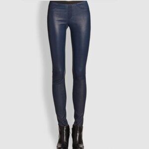 Helmut Lang Navy Leather Lambskin Skinny Pants Leggings Designer Womens Size 2
